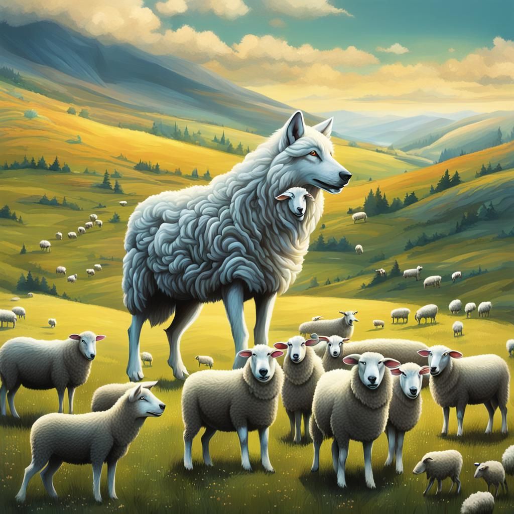 Wolf in Sheep's Clothing in Landscape
