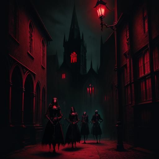 Vampires Play Music in Gothic Urban Street Art