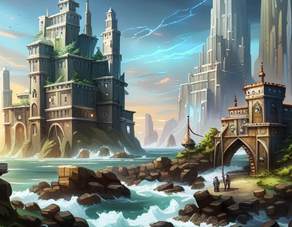 Magical Artificer City with Portals