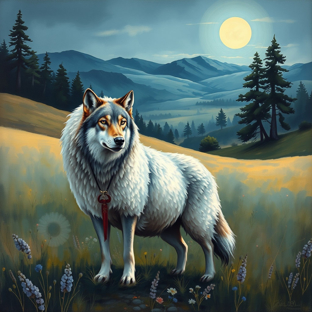 Wolf in Sheep's Clothing: Impressionist Gouache Masterpiece