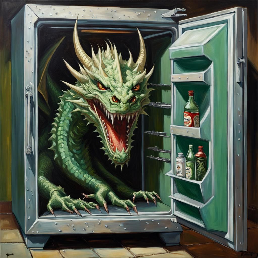 Scary Refrigerator Portal Reveals Green Dragon