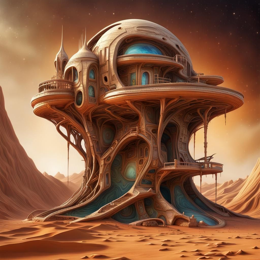 Abstract Home on Alien Planet in 24k Resolution