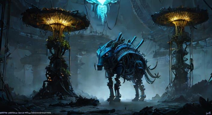 Biomechanical Clown in Alien Jungle Circus