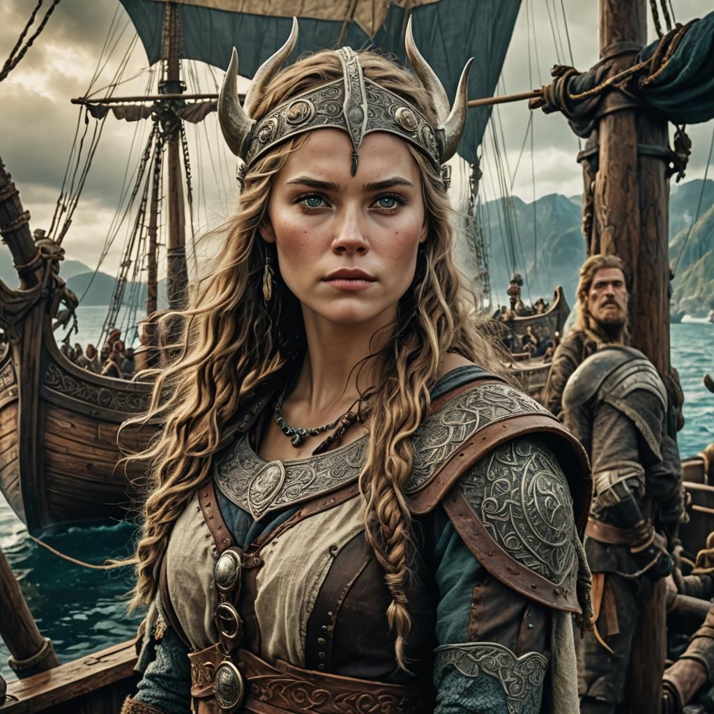 Dramatic Viking Beauty at Sea: Cinematic Masterpiece