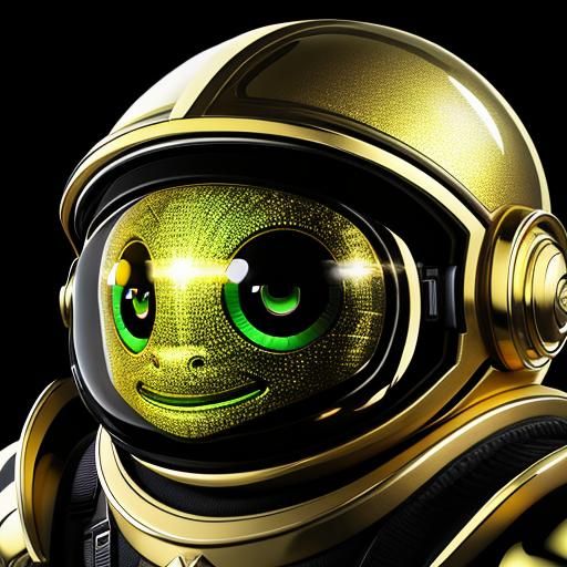 Friendly Golden Alien Ambassador with Green Eyes