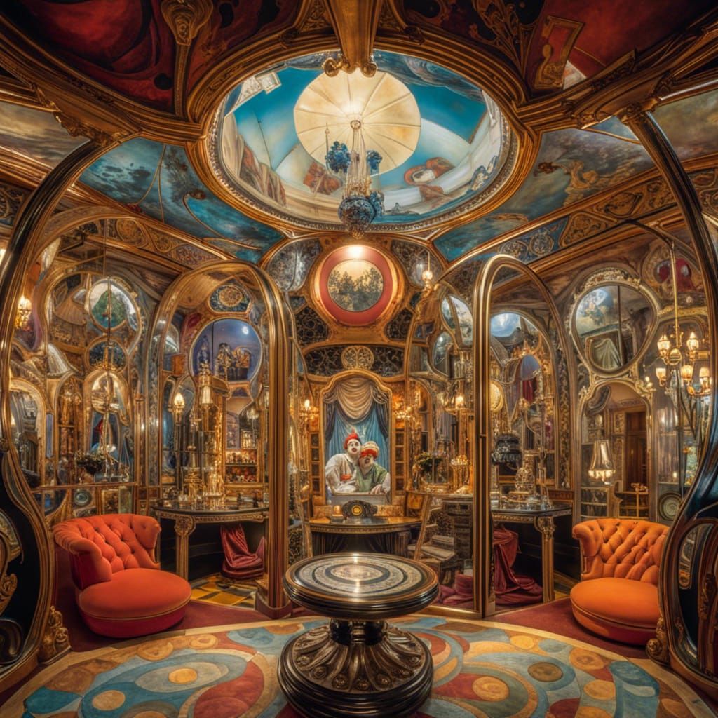 clown funhouse of mirrors wacky museum