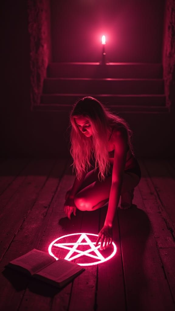 Arcane Ritual Chamber with Glowing Pentagram