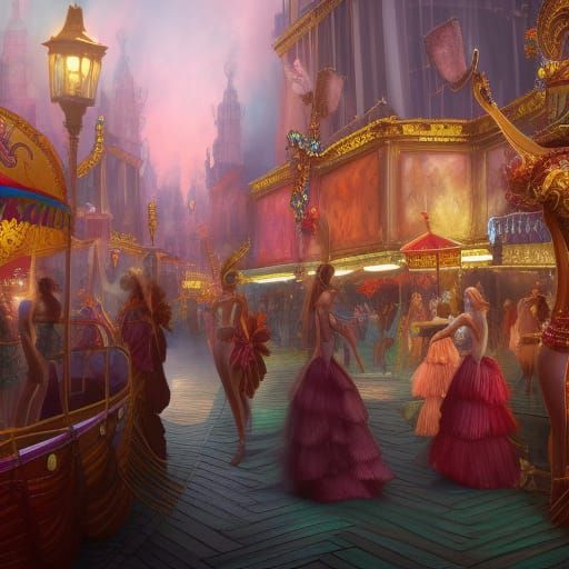 Venice Carnival Women in Detailed Matte Painting