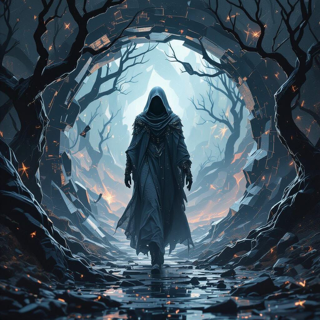 Ethereal AI Entity Emerges from Fractured Portal