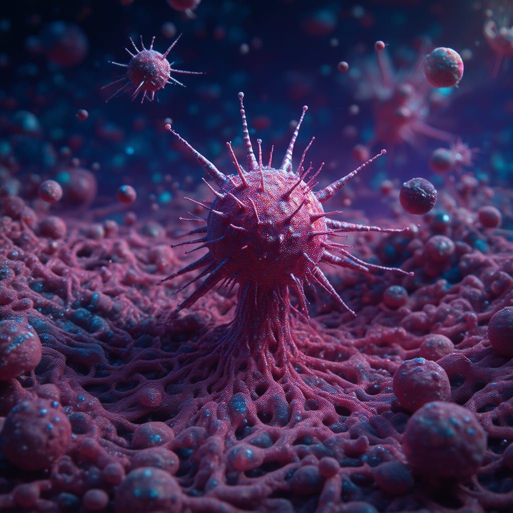 Electron Micrograph: Pollen Grains in Microscopic Cosmos