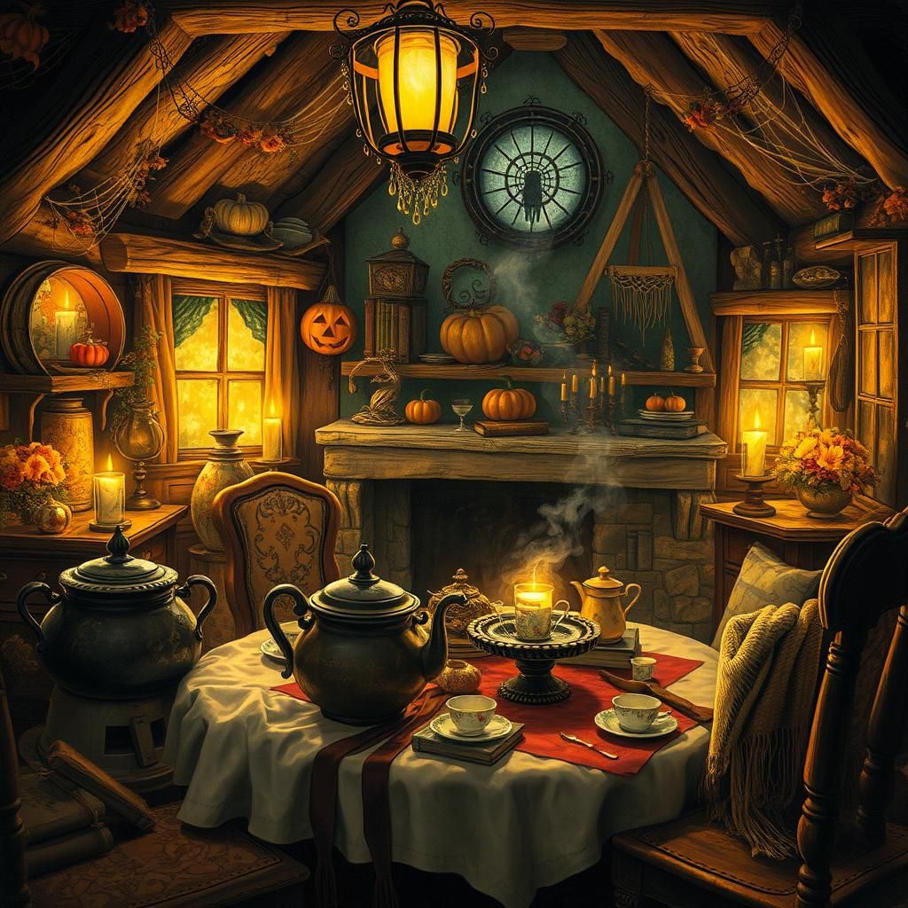Halloween Tea Party in Witch's Cottage