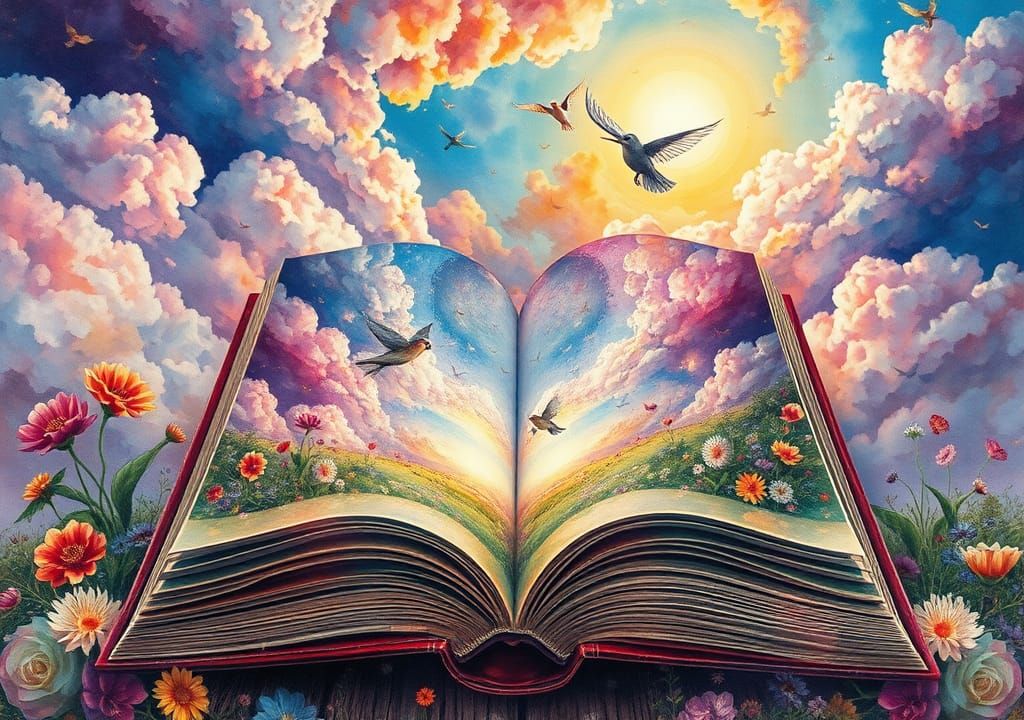 Double Exposure Painting of Enchanted Fairy Tale Portal