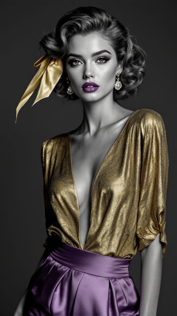 Glamorous Woman in Vintage Hollywood Style