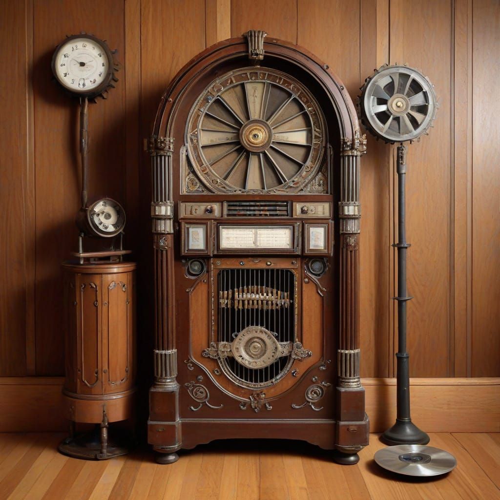 Vintage Mechanical Music Box in Distressed Corner