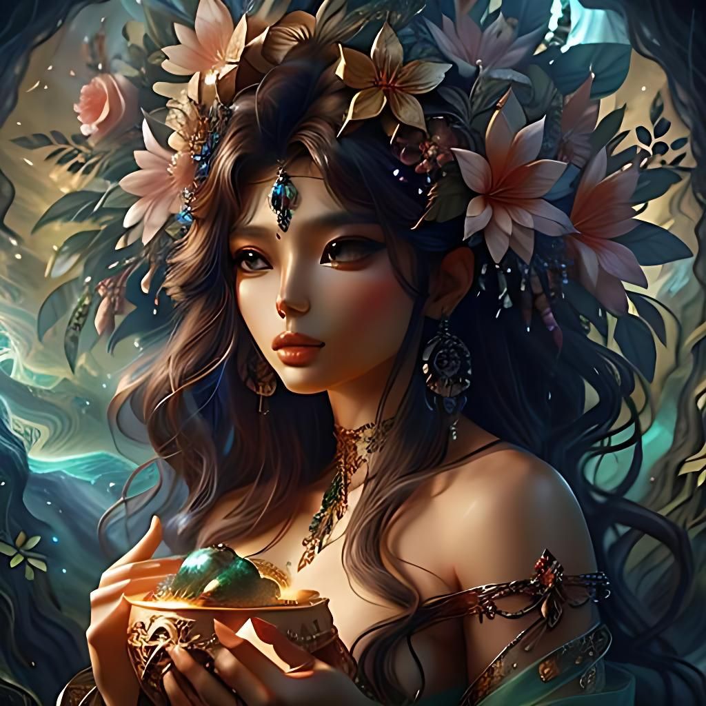 Earth Elemental Nature Goddess Arises from Ground