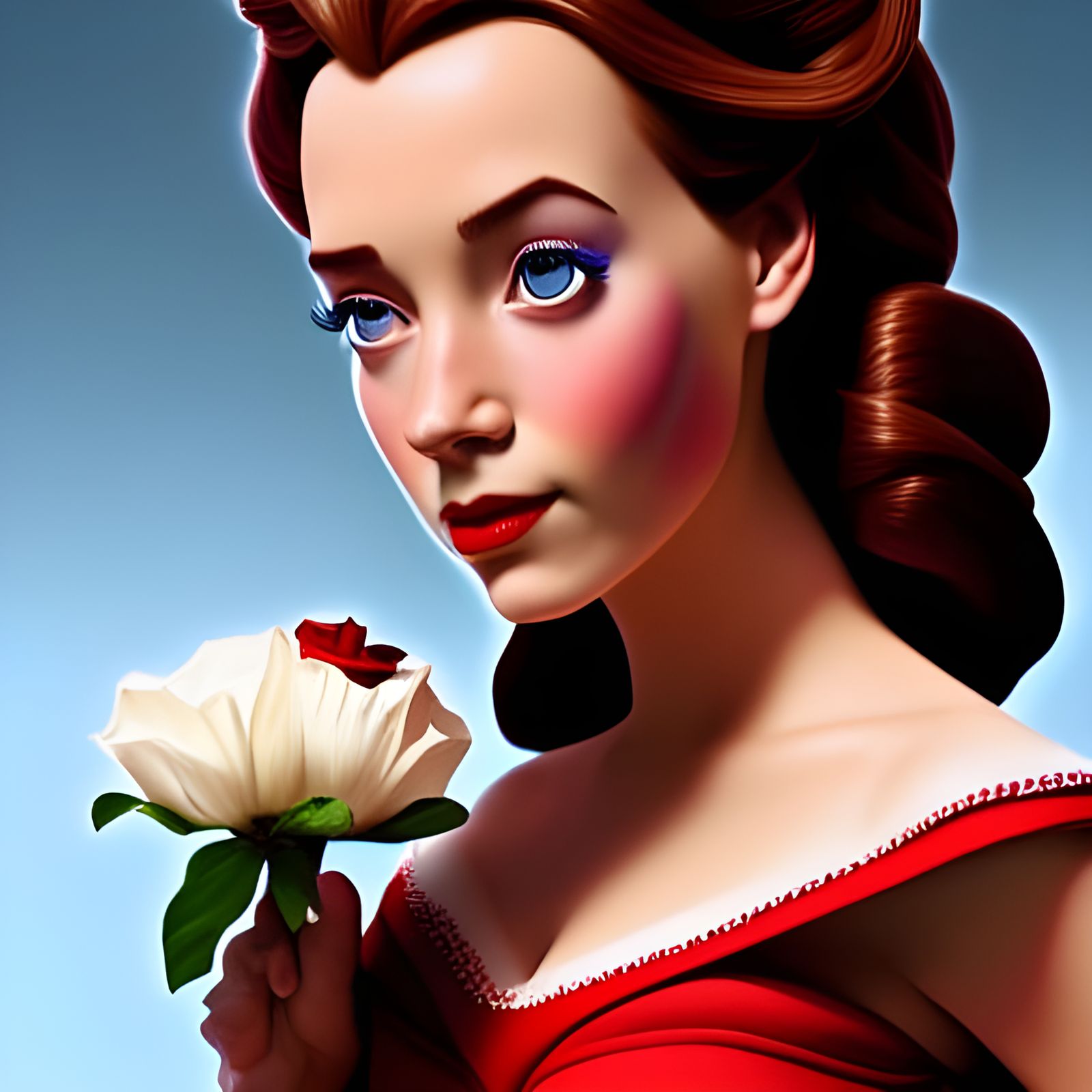 Princess Belle in Patriotic Colors, 3D Digital Art