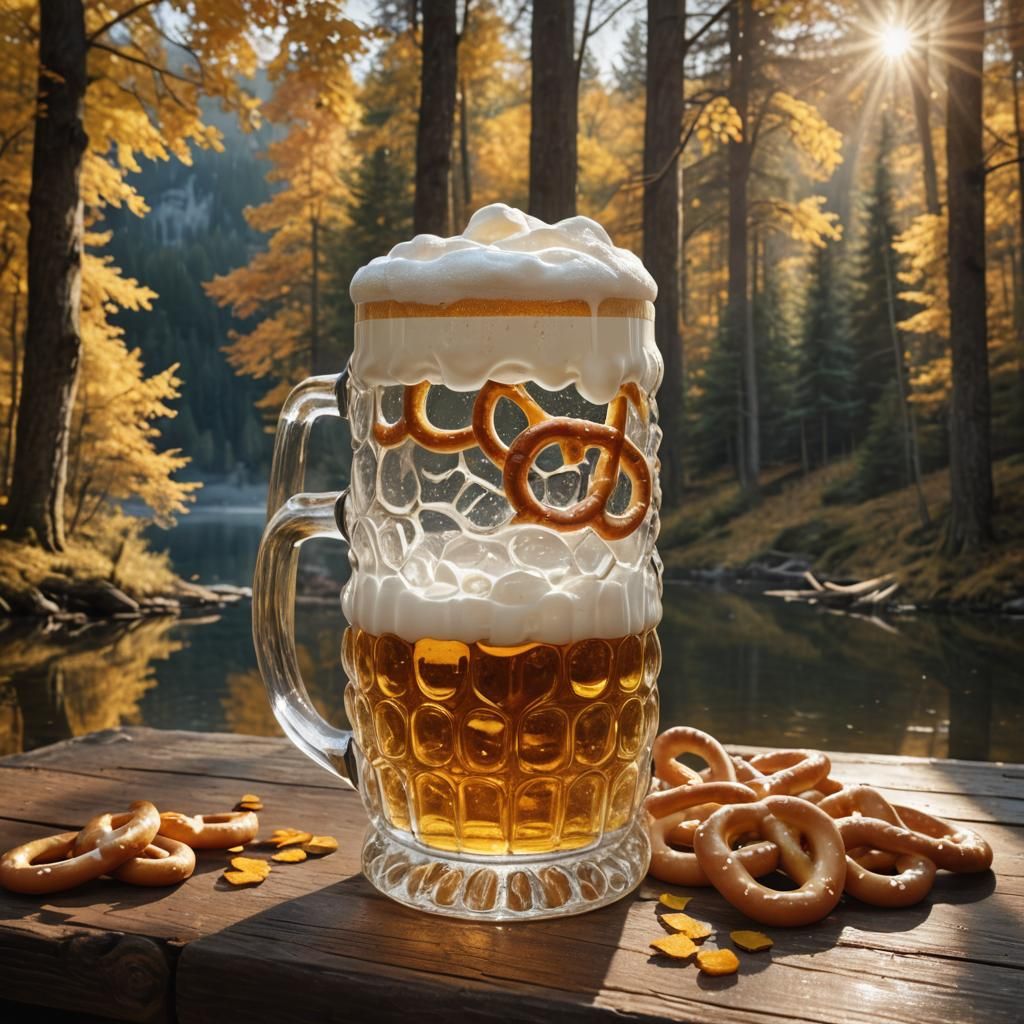 Autumn Landscape Inside Beer Mug, RTX Enhanced CGI