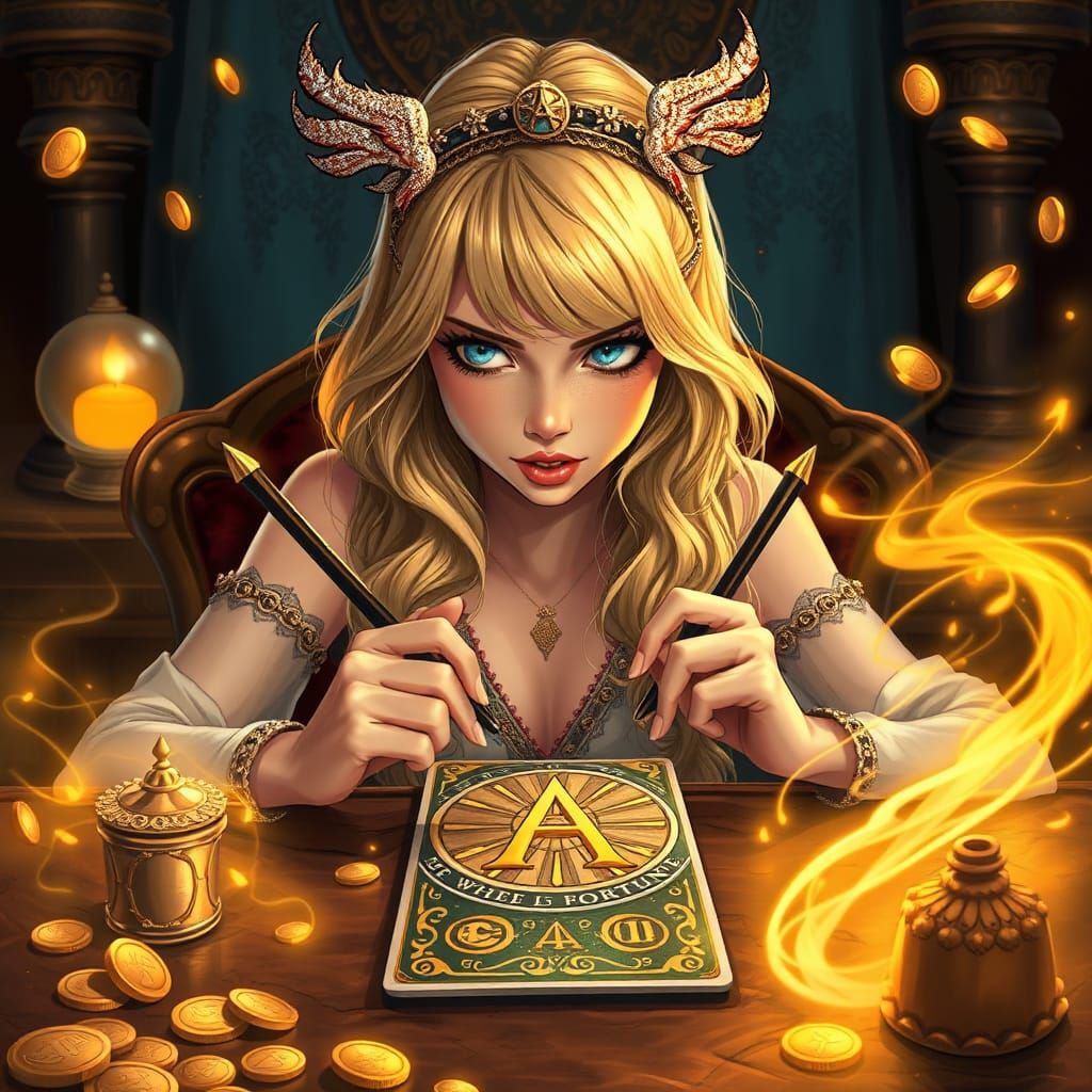 Taylor Swift Inspired Tarot Reader in Anime Style