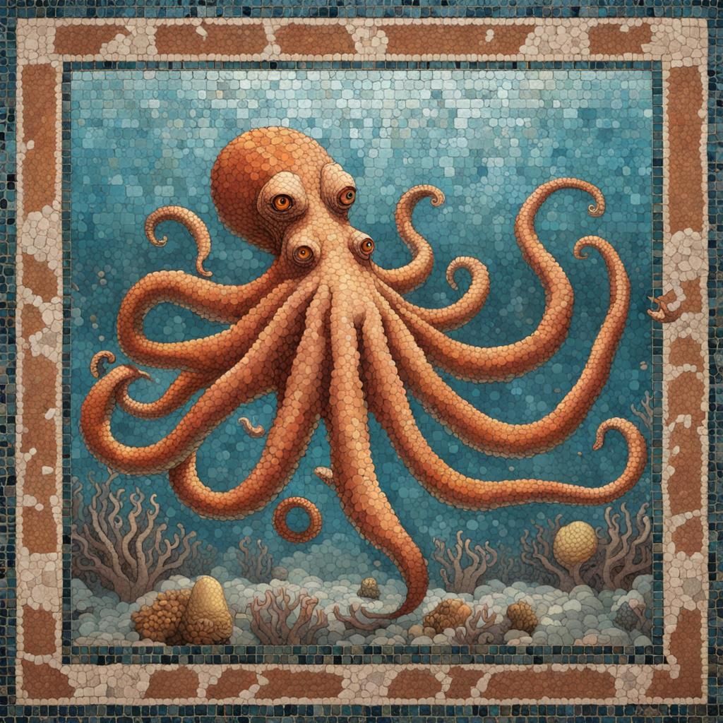 Ancient Roman Mosaic of the Kraken