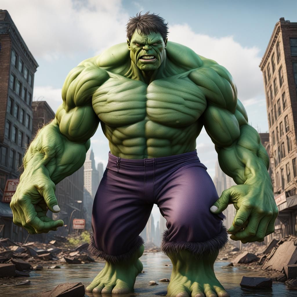 Kernel Sanders as the Hulk: Detailed Matte Painting