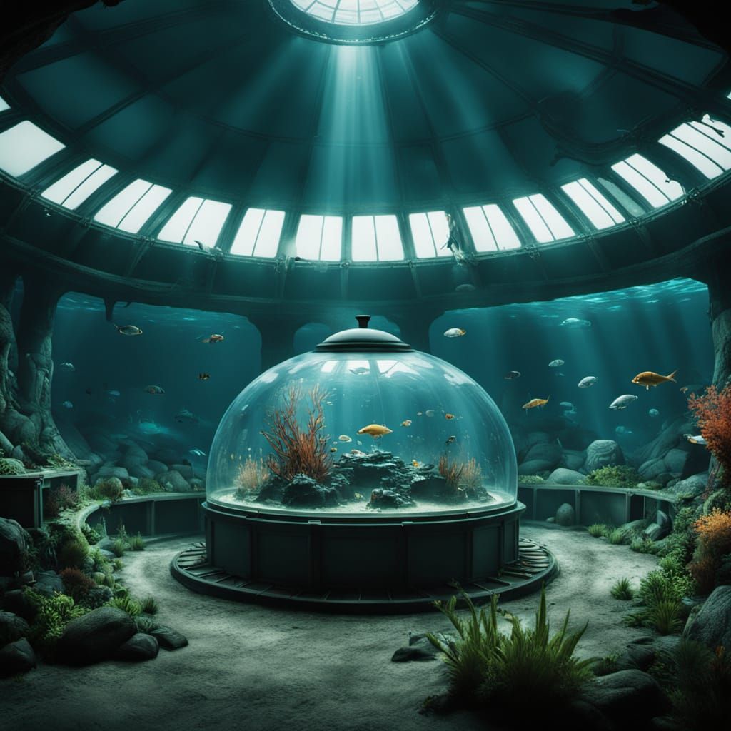 Underwater Biodome Base With Giant Sea Creatures