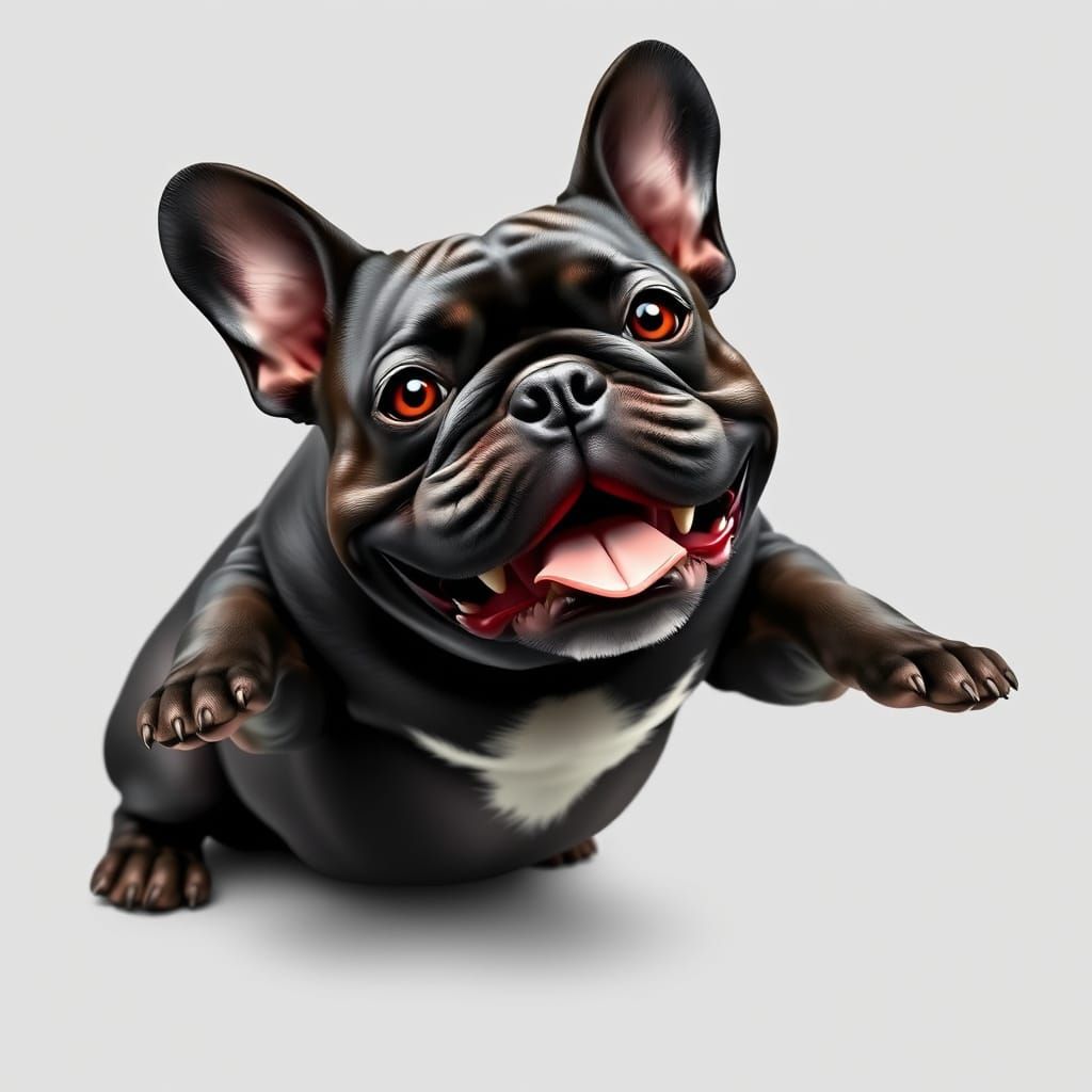 Happy French Bulldog Dancing with Energetic Paws
