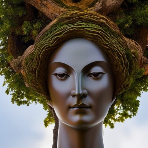 Cypress Dryad Goddess in Surrealist Style