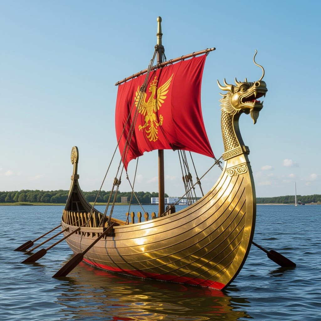 Brass Dragon Longship: A Majestic Vessel