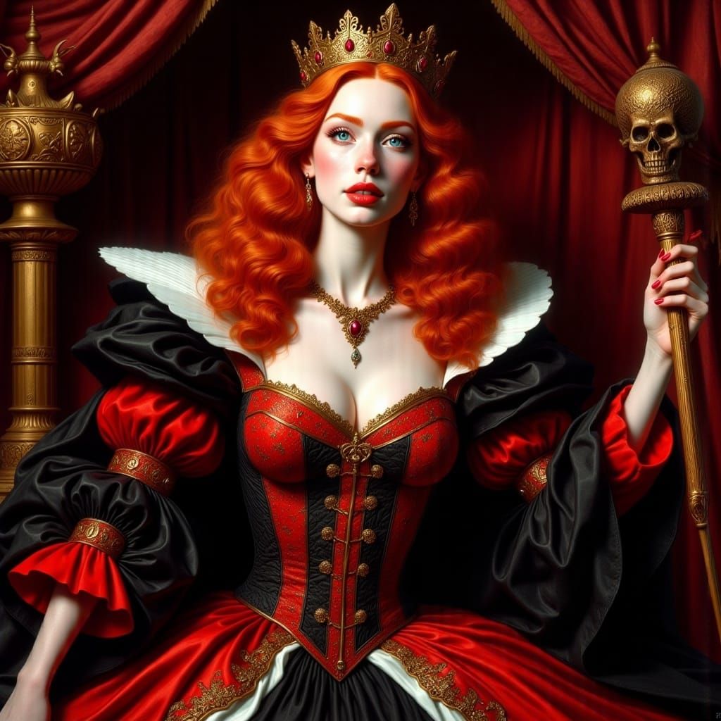 Queen of Hearts Portrait in Hyper-Realistic Style
