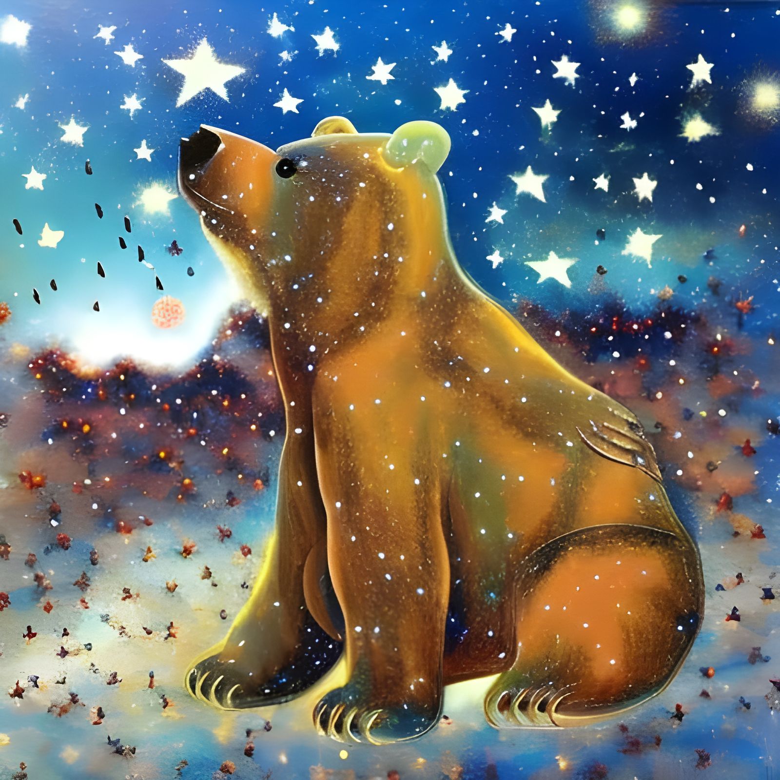 Ethereal Bear Constellations in Starry Milky Way