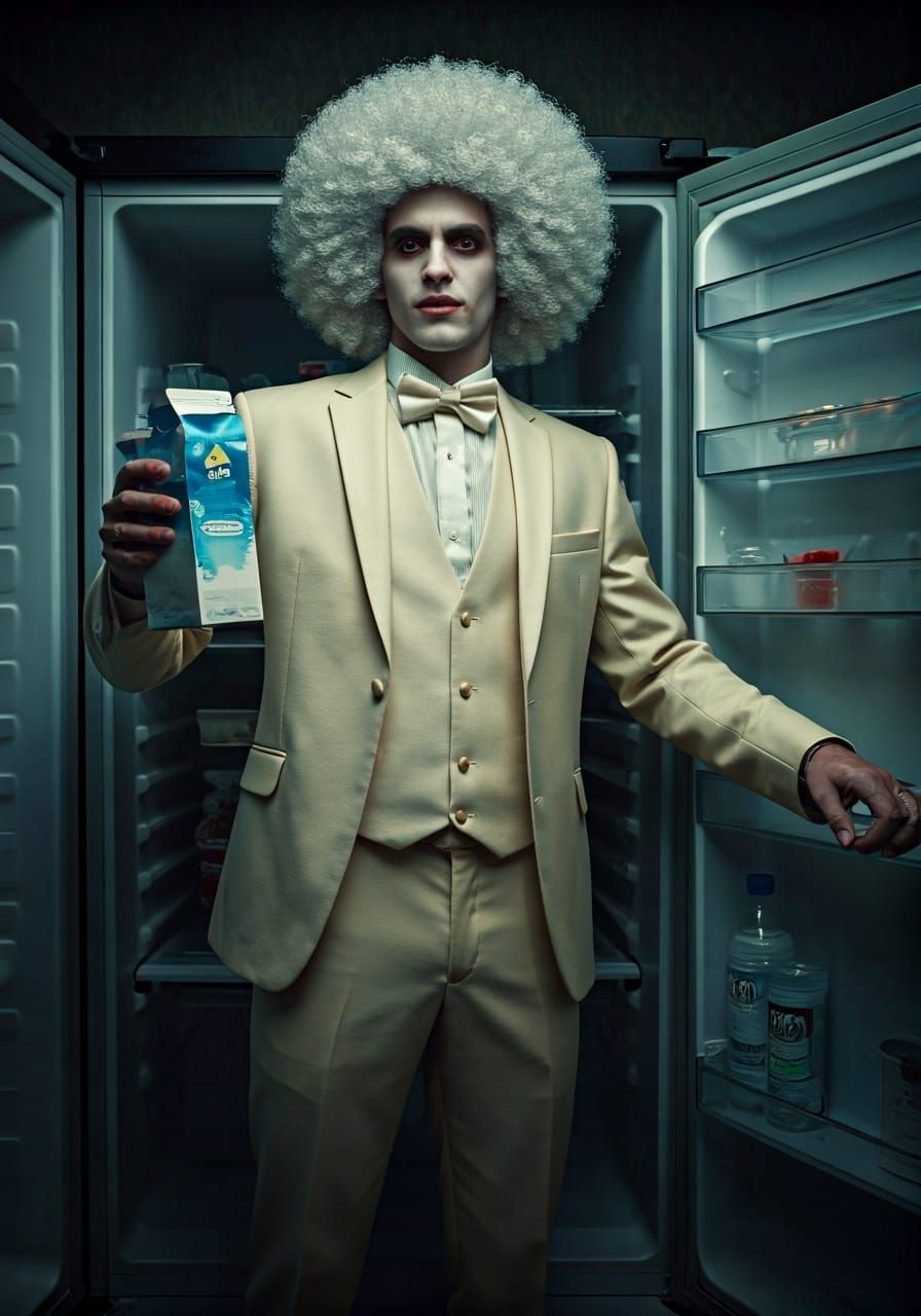 Gaunt Vampire Drinks Milk: A Cinematic Horror Scene