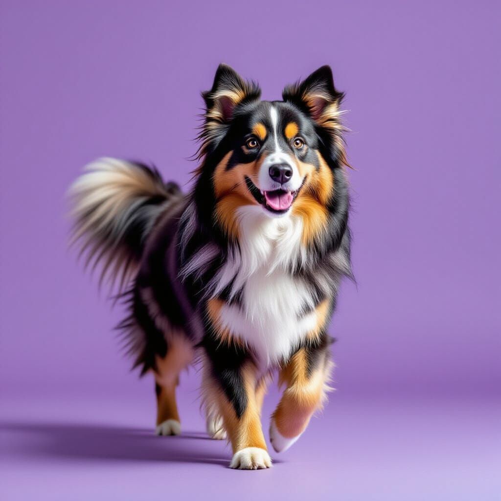 Elegant Dog Walking Gracefully in Studio Lighting