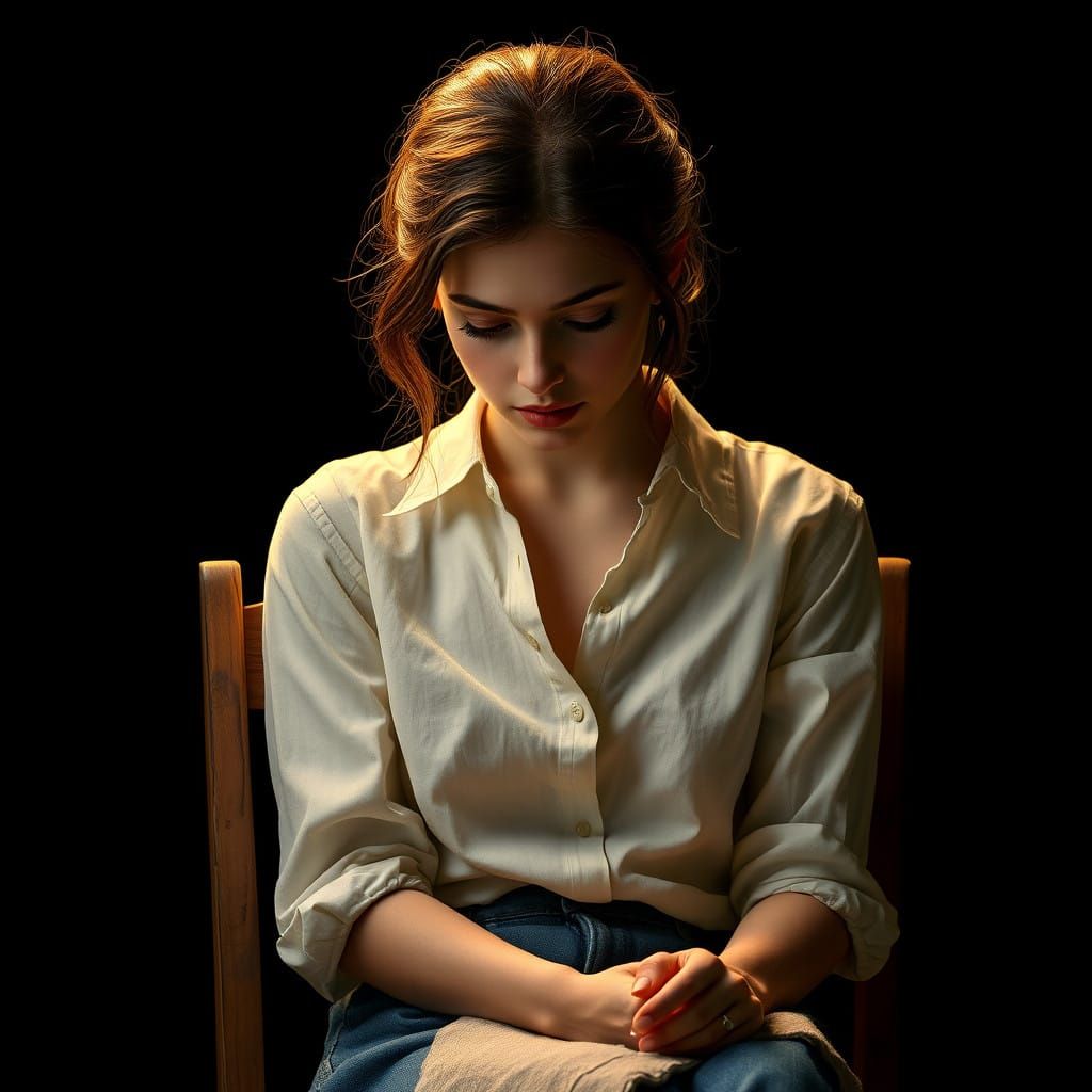 Meditative Young Woman in Warm Golden Light