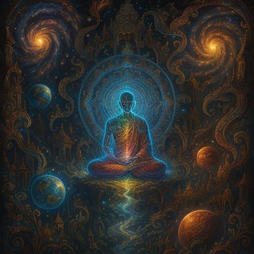 Cosmic Holographic Astral Illustration by Pablo Amaringo