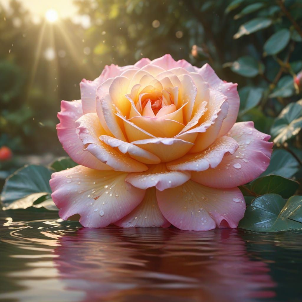 Ethereal Oriental Rose in Serene Oasis