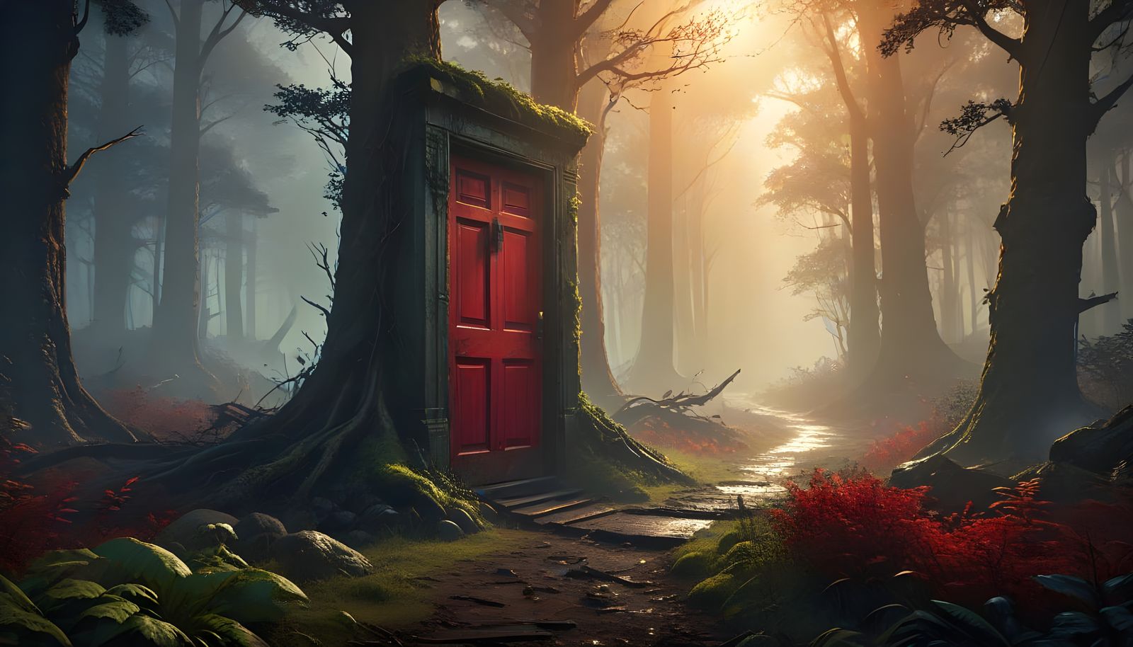 Red Door in Primeval Forest Concept Art