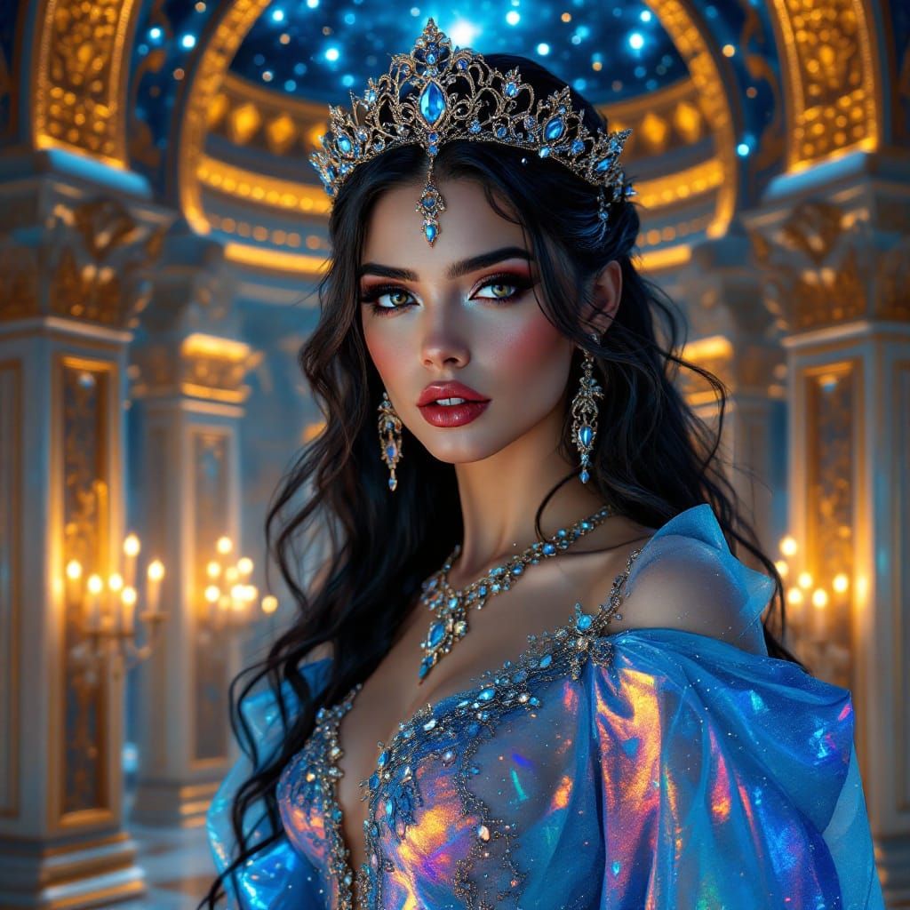 Regal Beauty in Starlit Palace, in a Style Inspired by Greg...