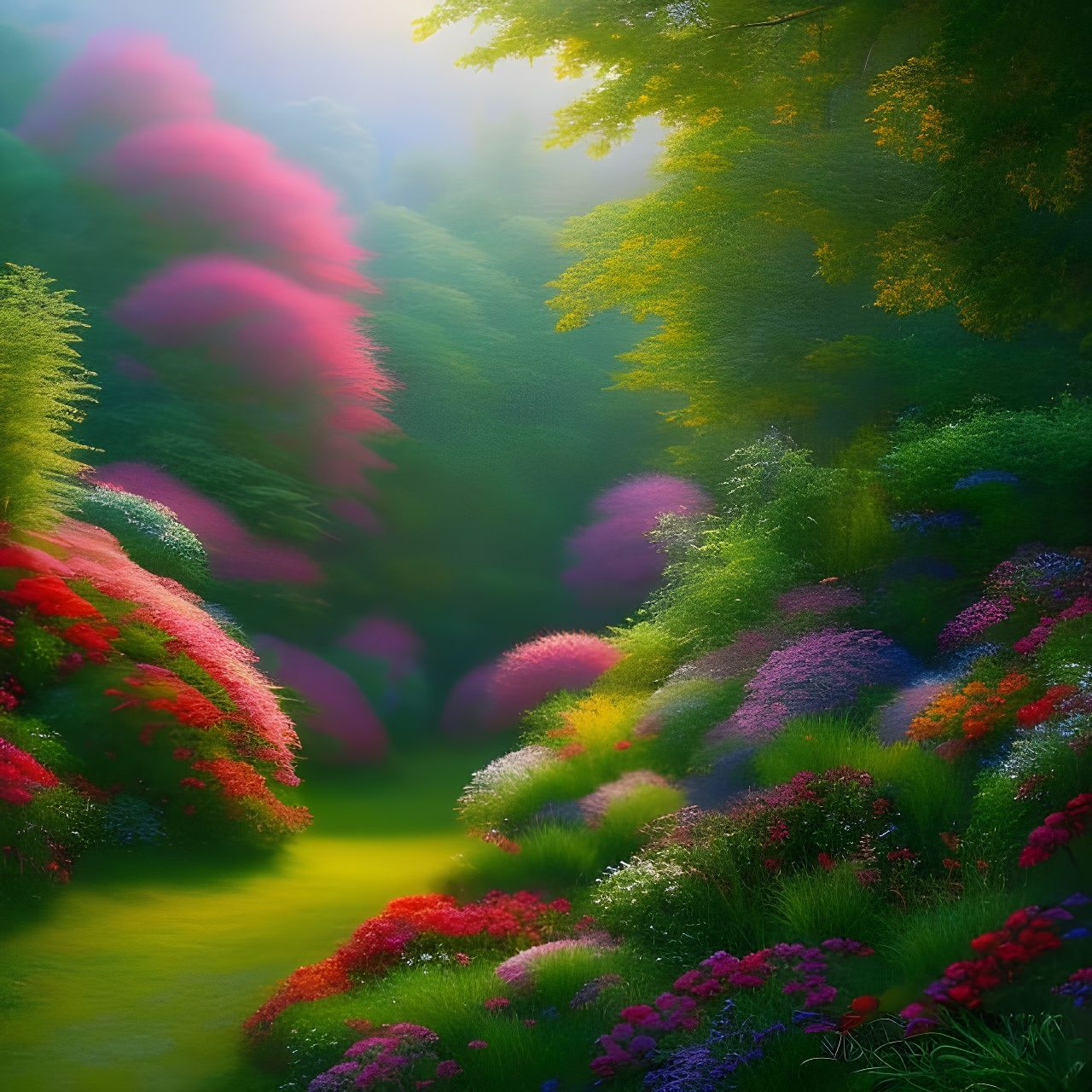 Hyperrealistic Mediterranean Landscape with Rose Flower