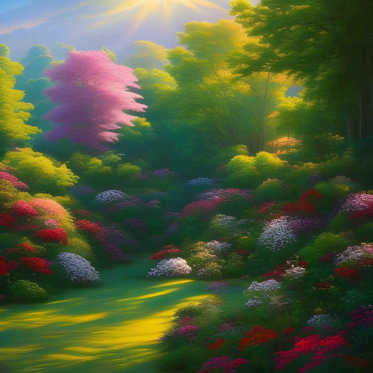 Mediterranean Rose in Hyperrealistic Whimsical Landscape