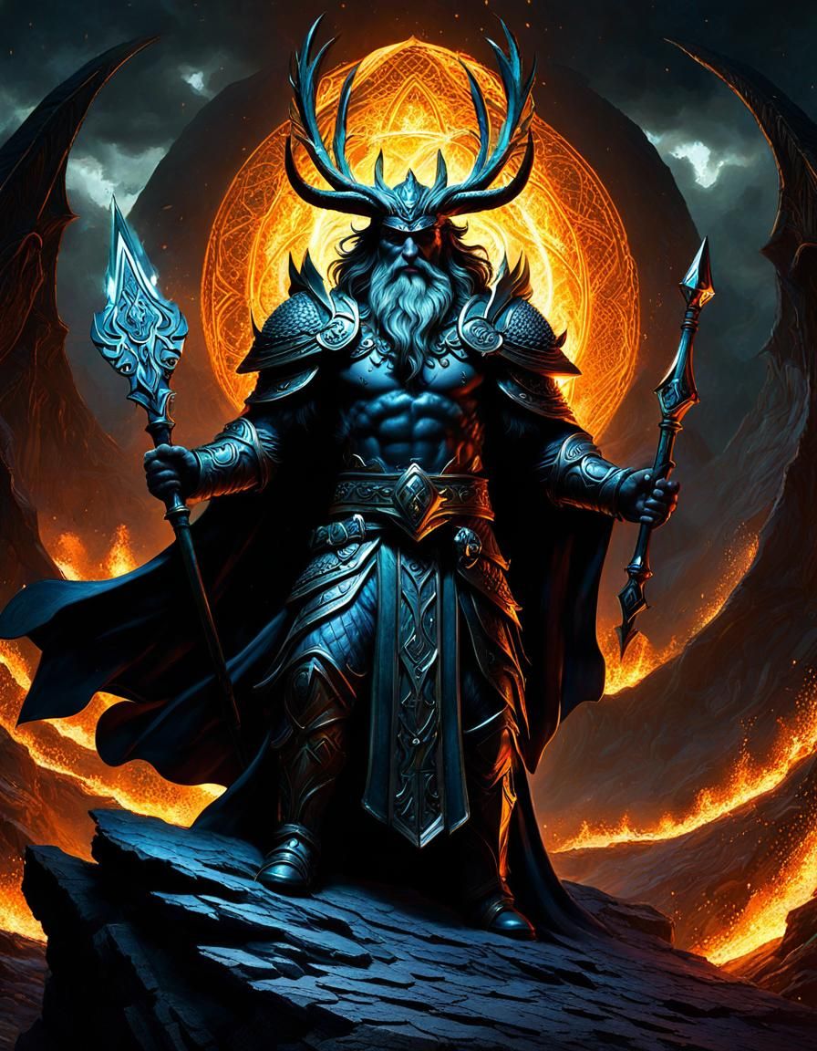 Fiery Druid Portrait in Gothic Style