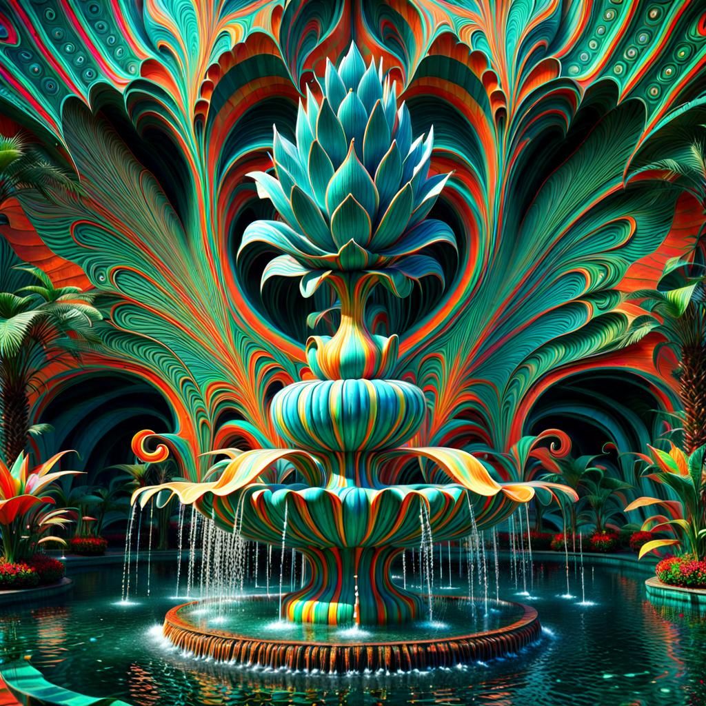 Psychedelic Surreal Fountain in 3D