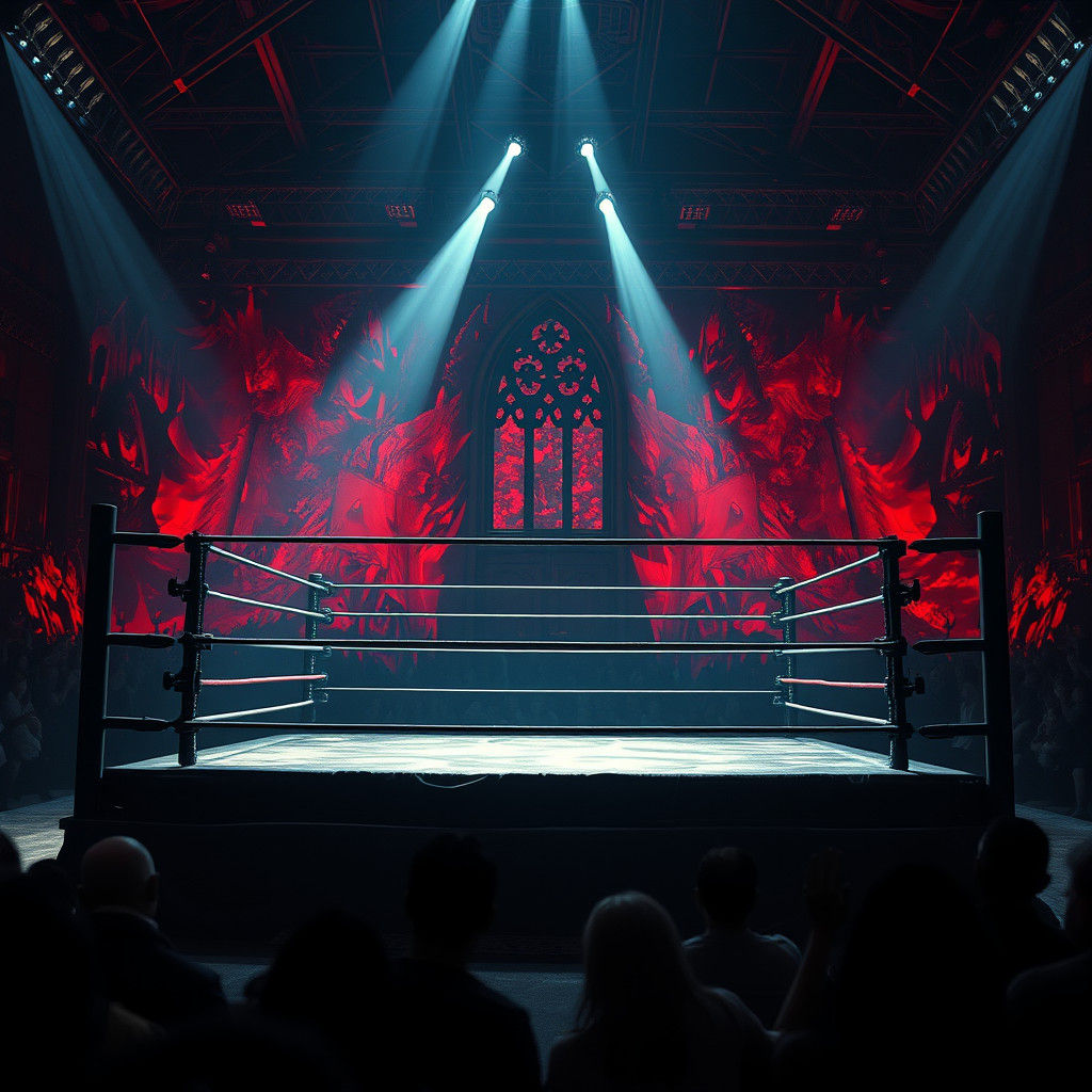 Gothic Wrestling Ring in Hyperrealistic Style