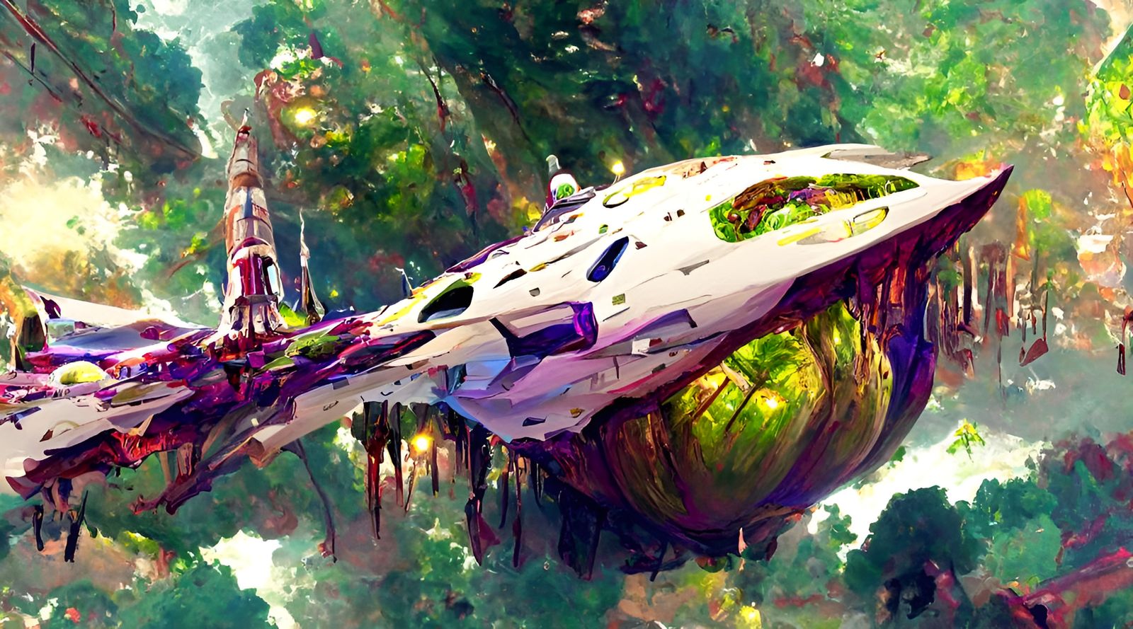 Star Cruiser Lands on Alien Planet in Digital Art