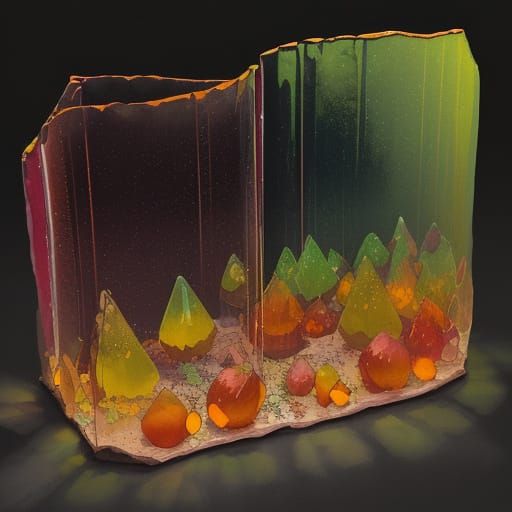 Velvet Landscape with Medieval Castle in Gouache Style