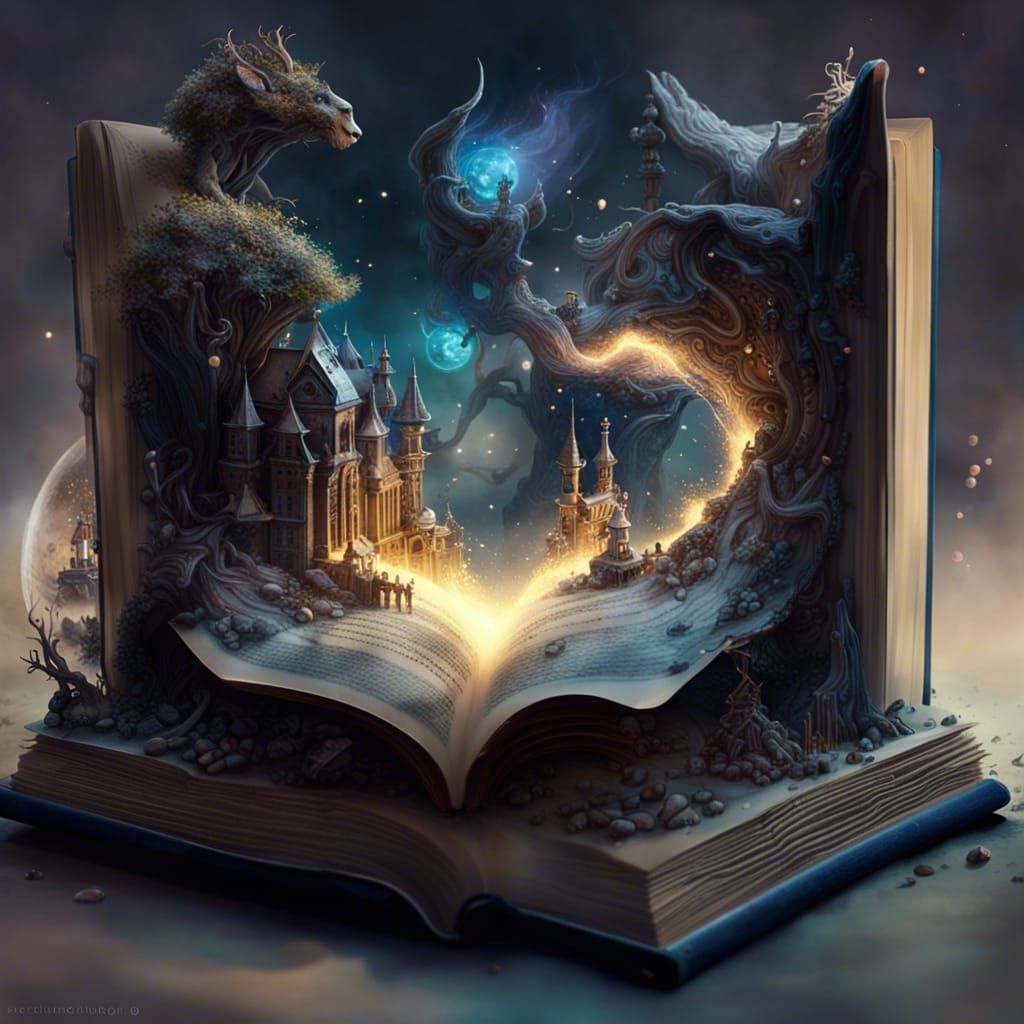 Miniature Fantasy World Emerges from Open Book