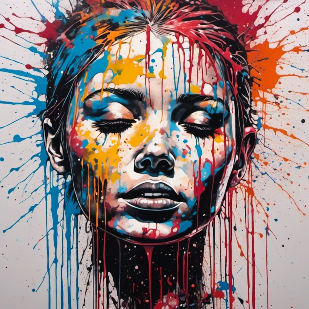 Man in Love as Splatter Graffiti Art