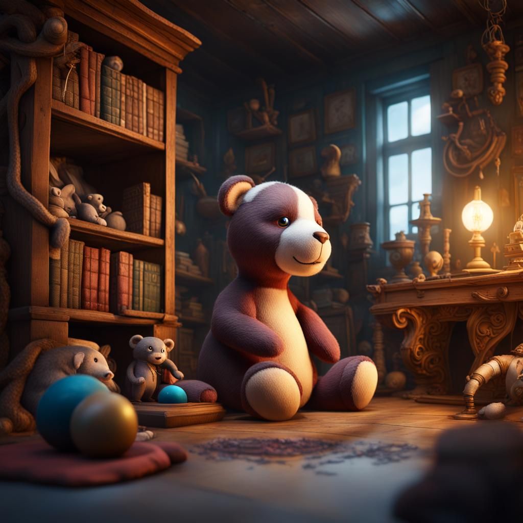 Stuffed Animals Come Alive in Secret Room: Fantasy Art
