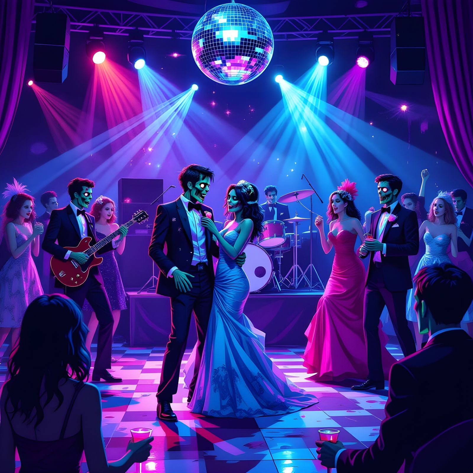 Zombie Prom Night: Retro-Futuristic Digital Painting