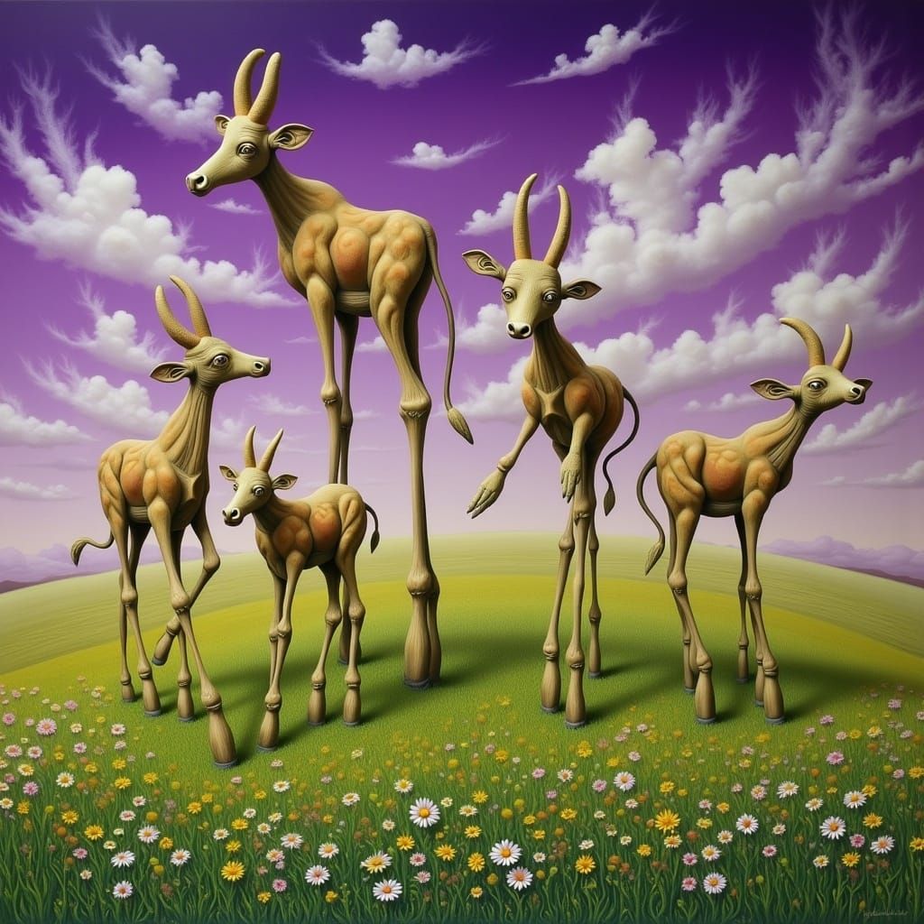 Cows on Stilts: A Surreal Impressionist Dream