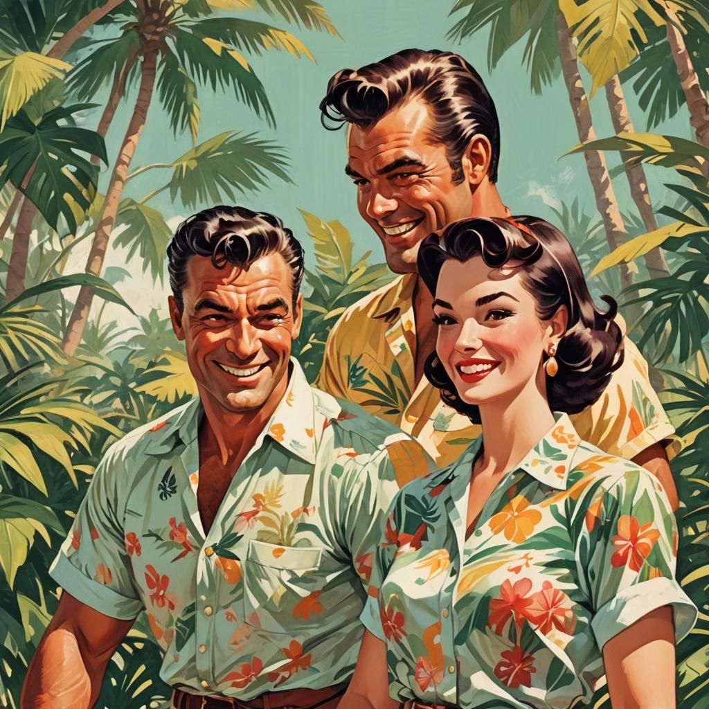 1950s Beach Scene Illustration in Frazetta Style